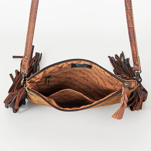 ADBG109 American Darling Hair-On Cowhide Leather Western Crossbody Bag with Fringes