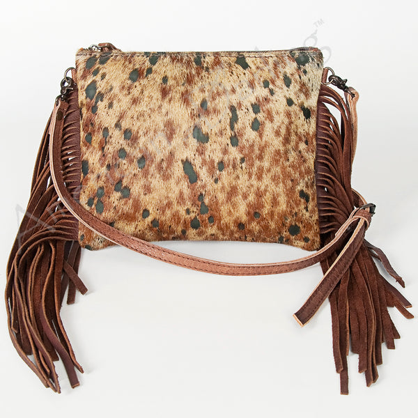 ADBG109 American Darling Hair-On Cowhide Leather Western Crossbody Bag with Fringes
