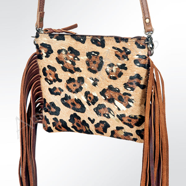 ADBG109 American Darling Hair-On Cowhide Crossbody Bag with Fringe