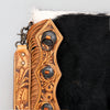 ADBG464BRW Western Black Hair On Hide & Hand Tooled Leather Fringe Chaps Bag