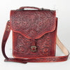 ADBG6002 American Darling Hand Tooled Floral Carved Western Leather Messenger Bag