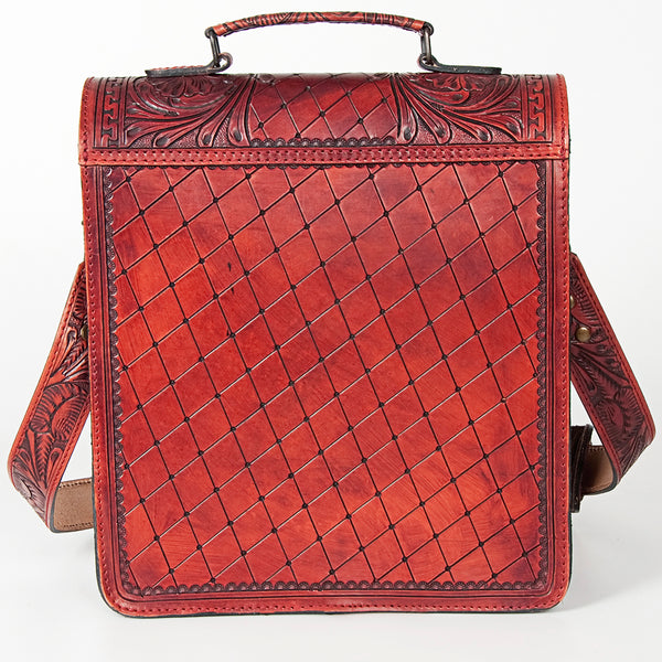 ADBG6002 American Darling Hand Tooled Floral Carved Western Leather Messenger Bag