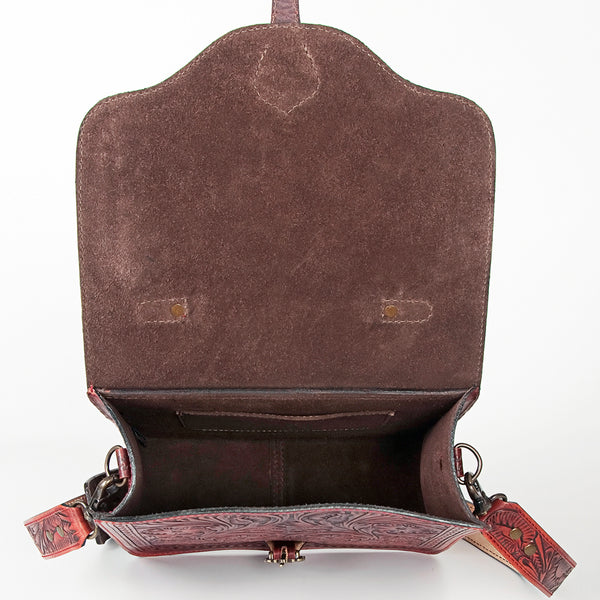 ADBG6002 American Darling Hand Tooled Floral Carved Western Leather Messenger Bag