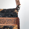 ADBGS192 Cowhide Large Crossbody Bag with Tooled Patch, Fringe & Floral Strap - Western Purse