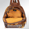 ADBGS156 Genuine Cowhide Leather Backpack with Hand-Tooled Floral Patch - Western Rodeo Style