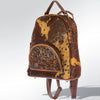 ADBGS156 Genuine Cowhide Leather Backpack with Hand-Tooled Floral Patch - Western Rodeo Style