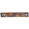 LC-ADBRF120 Hand Tooled Leather Wrist Strap - Blue Inlay with Floral Carving