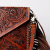 ADBG476 Envelope Cowhide Leather Crossbody Bag with Fringe Western Boho Shoulder Purse
