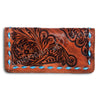 ADBG497 American Darling Hand Tooled Floral Buck Stitched Leather Western Wallet Bag