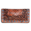 ADBG495 American Darling Hand Tooled Floral Buck Stitched Leather Western Wallet Bag