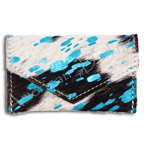 ADBG471 Premium Genuine Hair on Hide Coin Purse with Secure Zip Top and Leather Pull