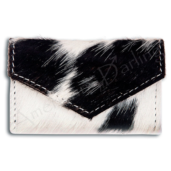 ADBG471 Premium Genuine Hair on Hide Coin Purse with Secure Zip Top and Leather Pull