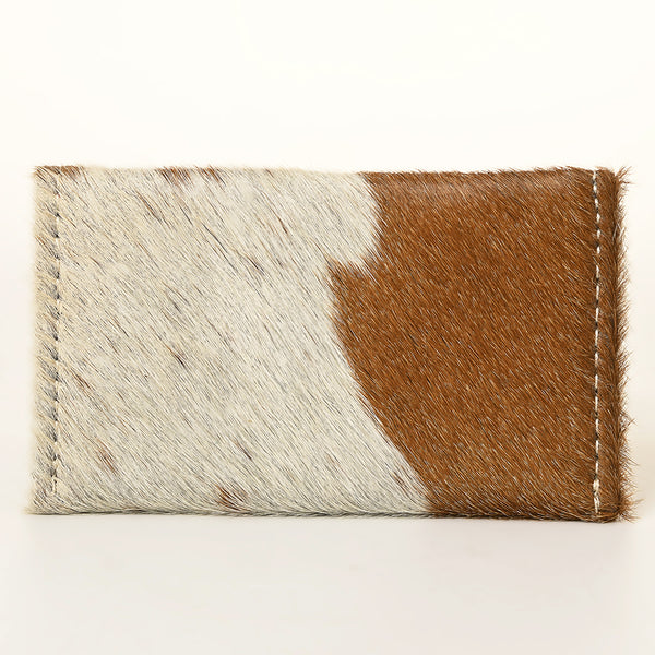 ADBG471 Premium Genuine Hair on Hide Coin Purse with Secure Zip Top and Leather Pull