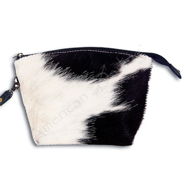 ADBG443 Genuine Hair on Hide Compact Coin Purse with Secure Top Zip Closure