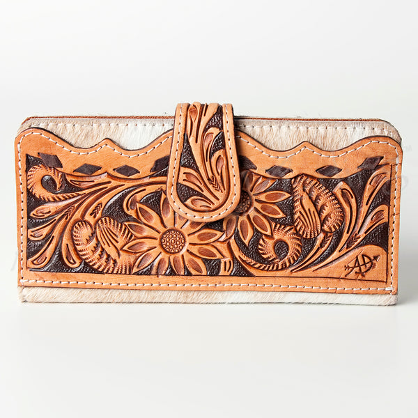 ADBG487 American Darling Hand Tooled Floral & Hair-On Cowhide Western Wallet Bag