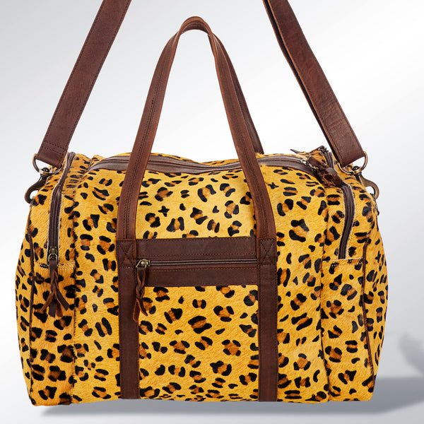 ADBG254 American Darling Duffel Bag - Handcrafted Hair-On Cowhide & Genuine Leather Travel Bag