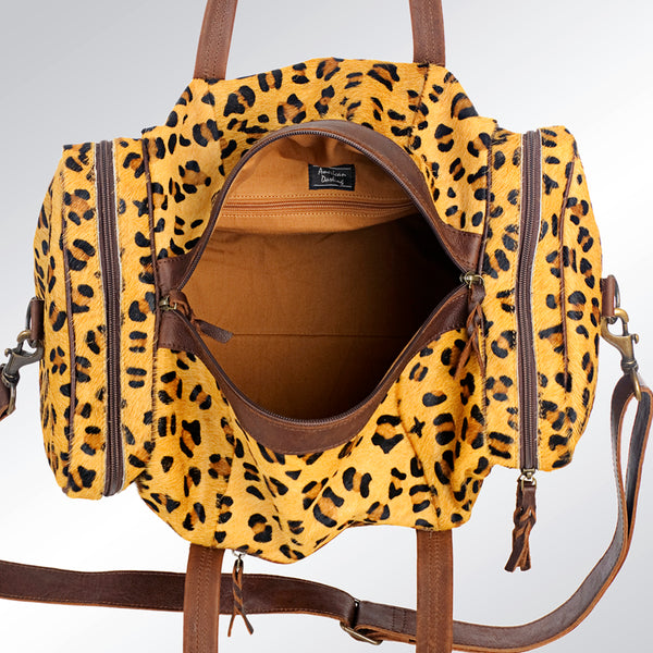 ADBG254 American Darling Duffel Bag - Handcrafted Hair-On Cowhide & Genuine Leather Travel Bag