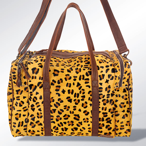 ADBG254 American Darling Duffel Bag - Handcrafted Hair-On Cowhide & Genuine Leather Travel Bag