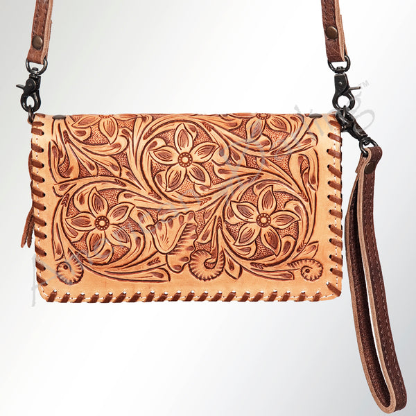 ADBG485 Handcrafted Western Leather Tooled Crossbody Convertible Bag