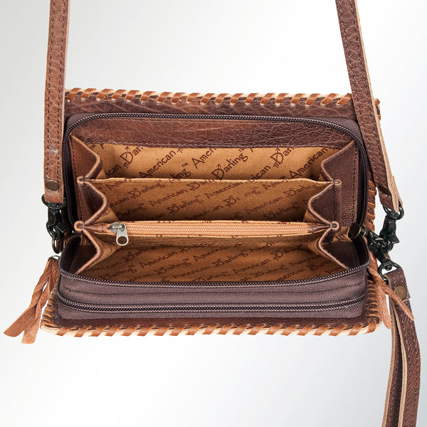 ADBG485 Handcrafted Western Leather Tooled Crossbody Convertible Bag