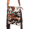 ADBGD102 American Darling Western Large Cross body Bag - Hand Tooled Floral Leather & Hair-on Cowhide