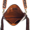ADBGD102 American Darling Western Large Cross body Bag - Hand Tooled Floral Leather & Hair-on Cowhide