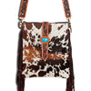 ADBGD102 American Darling Western Large Cross body Bag - Hand Tooled Floral Leather & Hair-on Cowhide