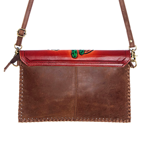 ADBGD103 American Darling Hand Tooled Floral & Hair-On Cowhide Leather Envelope Crossbody