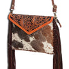 ADBGD104 American Darling Hand Tooled Floral & Cowhide Leather Envelope with Fringes