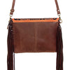 ADBGD104 American Darling Hand Tooled Floral & Cowhide Leather Envelope with Fringes