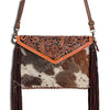 ADBGD104 American Darling Hand Tooled Floral & Cowhide Leather Envelope with Fringes