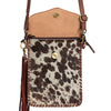 ADBGD105 American Darling Hand Tooled Floral & Cowhide Leather Messenger Bag with Fringes