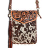 ADBGD105 American Darling Hand Tooled Floral & Cowhide Leather Messenger Bag with Fringes