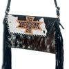 ADBGD106 American Darling Hair-On Cowhide Crossbody Bag with Tooled Leather Star Patch & Fringe