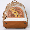 ADBGS156 Natural Cowhide Leather Backpack with Hand-Tooled Floral Pocket - Western Style