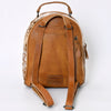 ADBGS156 Natural Cowhide Leather Backpack with Hand-Tooled Floral Pocket - Western Style