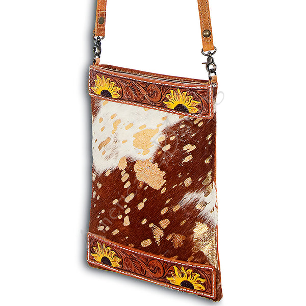 ADBG336SUNF American Darling Hand Tooled Sunflower Cross body Bag