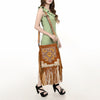 ADBG256 American Darling Messenger Bag - Hand Tooled Floral Leather & Hair-On Cowhide Purse