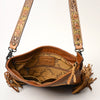 ADBG256 American Darling Messenger Bag - Hand Tooled Floral Leather & Hair-On Cowhide Purse