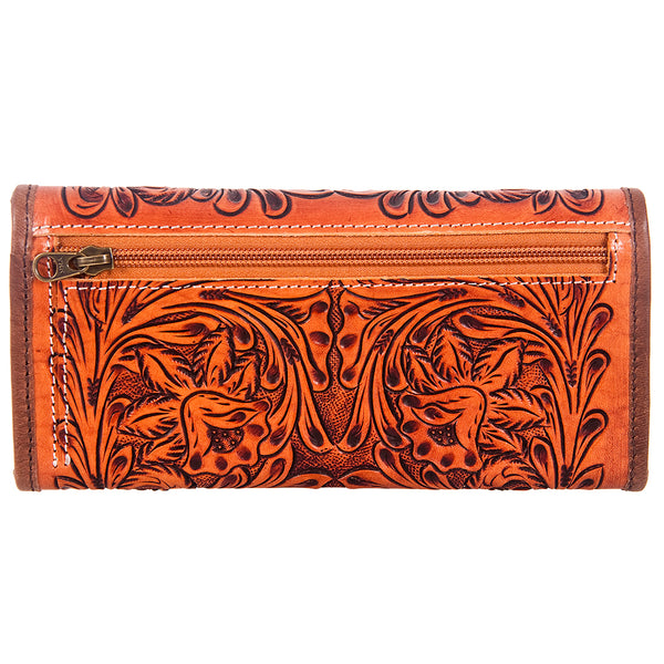 ADBG486 American Darling Hand Tooled Floral Leather Western Wallet Bag