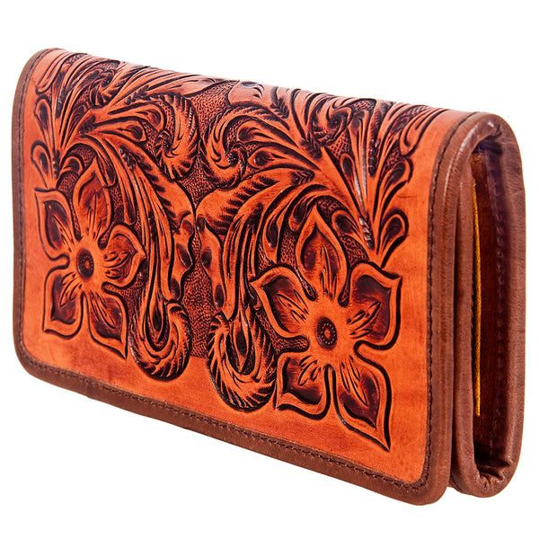 ADBG486 American Darling Hand Tooled Floral Leather Western Wallet Bag