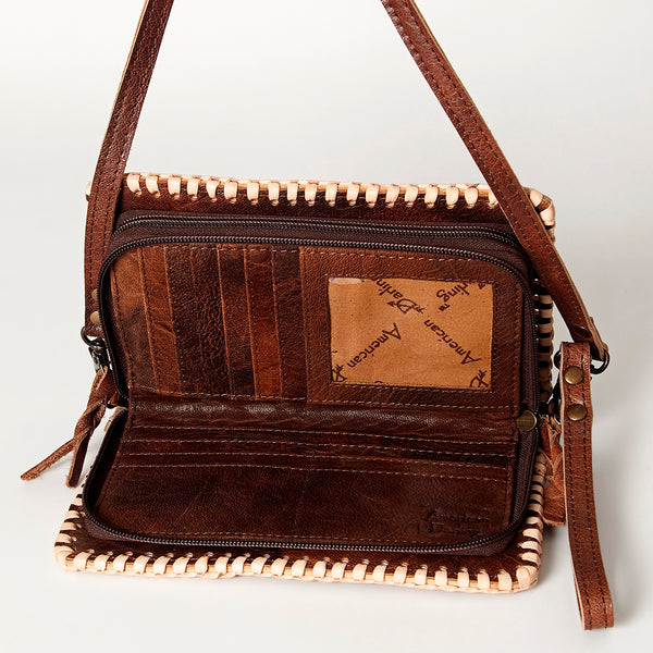 ADBG485M Western Hand Tooled Genuine Leather Crossbody Wallet Clutch Organiser Bag