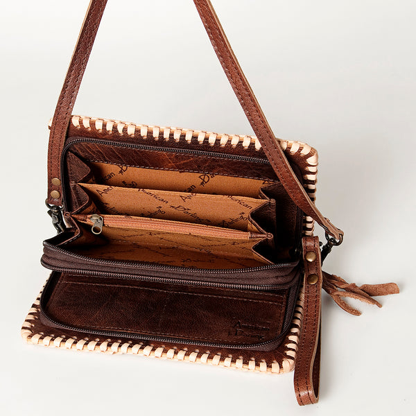 ADBG485M Western Hand Tooled Genuine Leather Crossbody Wallet Clutch Organiser Bag