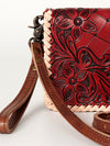ADBG485M Western Hand Tooled Genuine Leather Crossbody Wallet Clutch Organiser Bag