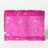 ADBGZ141PKACSL Hot Pink & Silver Hair-On Cowhide Card Holder - Western Leather Mini Wallet