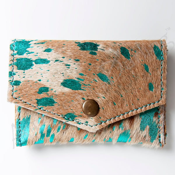 LC-ADBGZ141 Hair-On Cowhide Coin Purse - Western Leather Mini Wallet