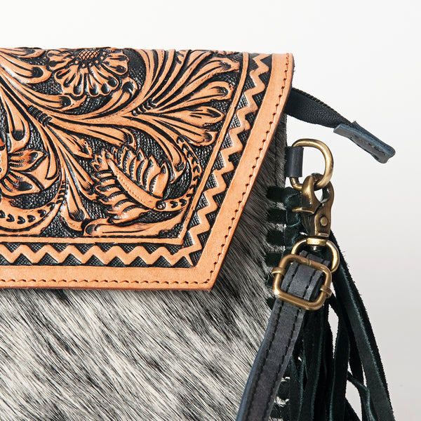 ADBGD111 American Darling Genuine Leather Hair On Hide Fringe Crossbody Envelope