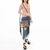 ADBGD112 American Darling Hand Tooled Floral & Hair-On Cowhide Leather Envelope with Fringes