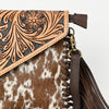 ADBGD112 American Darling Hand Tooled Floral & Hair-On Cowhide Leather Envelope with Fringes