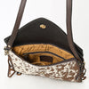 ADBGD112 American Darling Hand Tooled Floral & Hair-On Cowhide Leather Envelope with Fringes